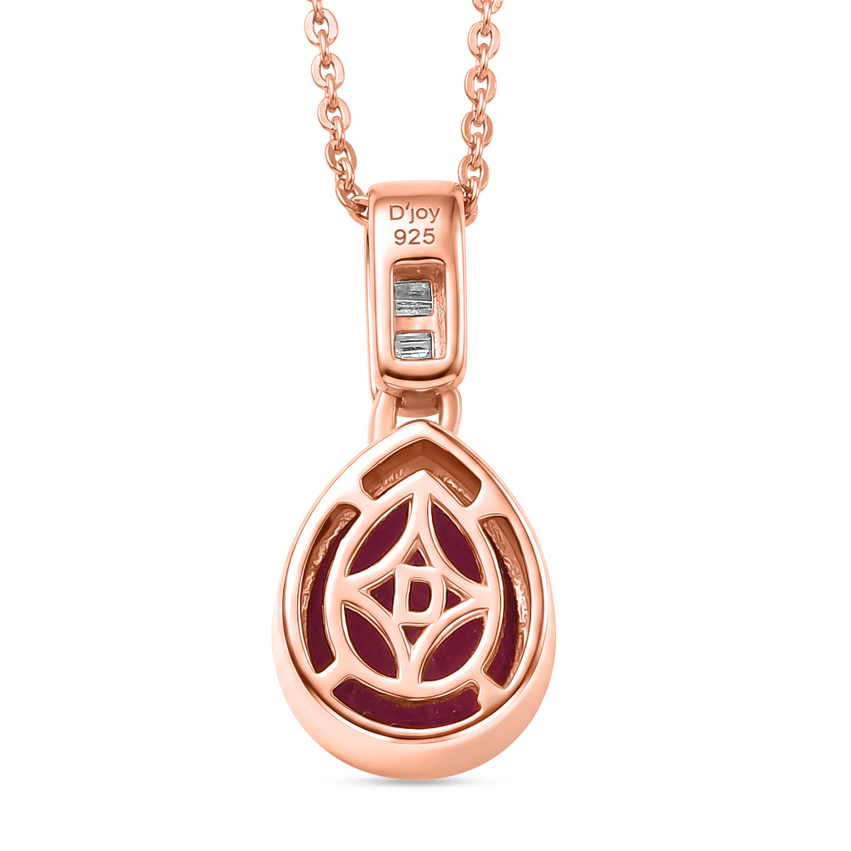 D'Joy Ilakaka Rosa Saphir (Fissure gefüllt), Weißer Diamant Schmuckset ca. 50 cm 925 Silber 750 Roségold vermeil ca. 3.57 ct
