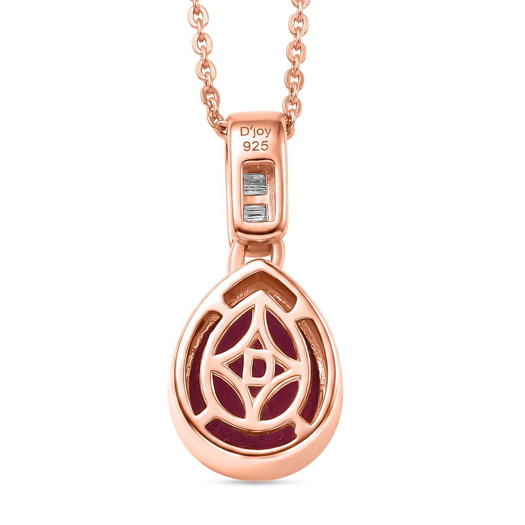 D'Joy Ilakaka Rosa Saphir (Fissure gefüllt), Weißer Diamant Schmuckset ca. 50 cm 925 Silber 750 Roségold vermeil ca. 3.57 ct
