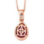 D'Joy Ilakaka Rosa Saphir (Fissure gefüllt), Weißer Diamant Schmuckset ca. 50 cm 925 Silber 750 Roségold vermeil ca. 3.57 ct