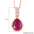 D'Joy Ilakaka Rosa Saphir (Fissure gefüllt), Weißer Diamant Schmuckset ca. 50 cm 925 Silber 750 Roségold vermeil ca. 3.57 ct