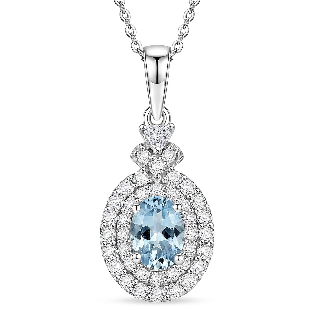 D'Joy AA Santamaria Aquamarin, Moissanit Schmuckset ca. 50 cm 925 Silber Rhodiniert ca. 1,44 ct.
