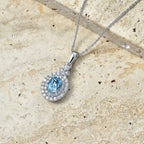 D'Joy AA Santamaria Aquamarin, Moissanit Schmuckset ca. 50 cm 925 Silber Rhodiniert ca. 1,44 ct.