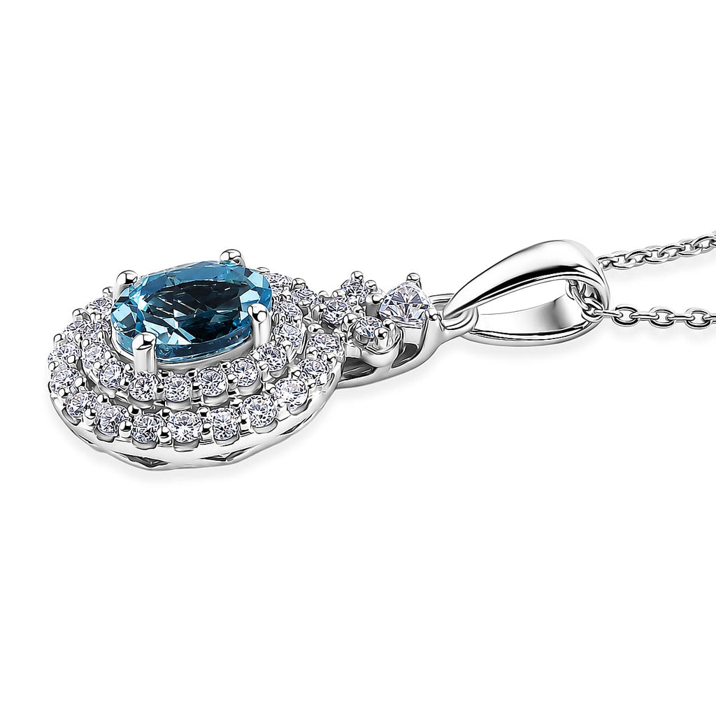 D'Joy AA Santamaria Aquamarin, Moissanit Schmuckset ca. 50 cm 925 Silber Rhodiniert ca. 1,44 ct.
