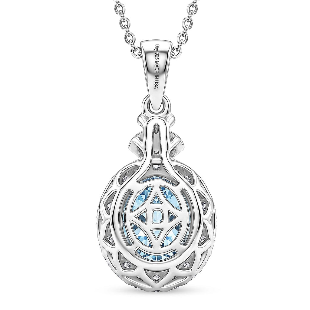 D'Joy AA Santamaria Aquamarin, Moissanit Schmuckset ca. 50 cm 925 Silber Rhodiniert ca. 1,44 ct.