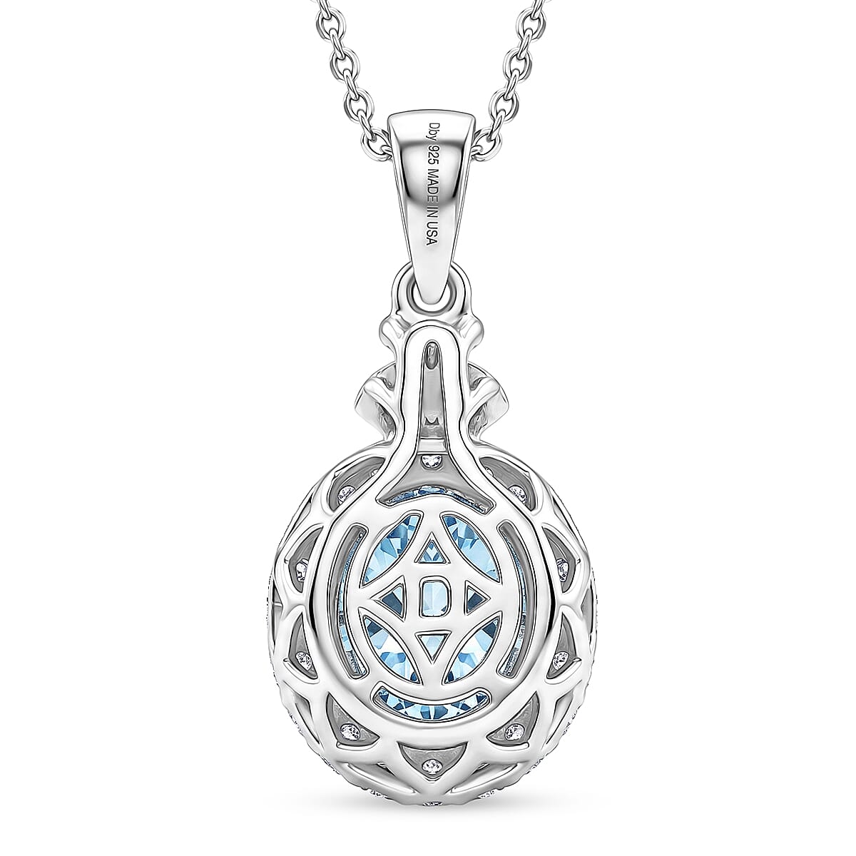 D'Joy AA Santamaria Aquamarin, Moissanit Schmuckset ca. 50 cm 925 Silber Rhodiniert ca. 1,44 ct.