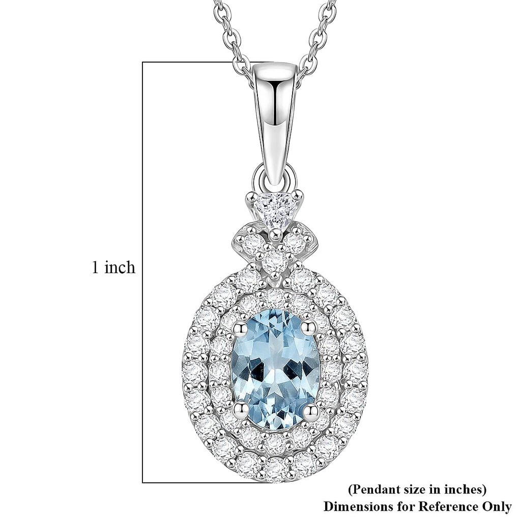 D'Joy AA Santamaria Aquamarin, Moissanit Schmuckset ca. 50 cm 925 Silber Rhodiniert ca. 1,44 ct.
