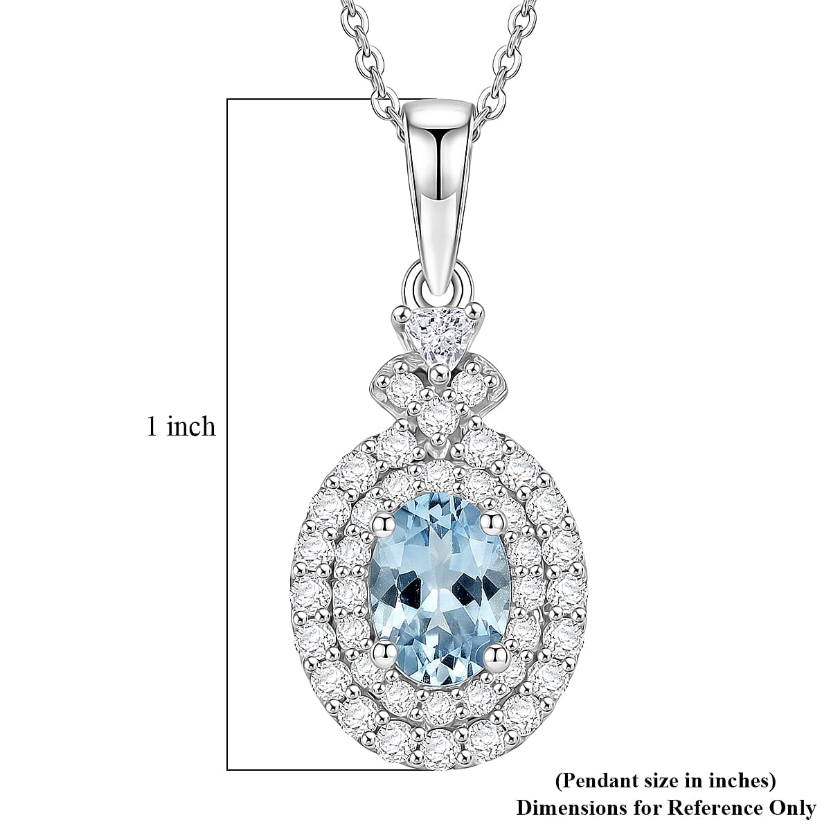D'Joy AA Santamaria Aquamarin, Moissanit Schmuckset ca. 50 cm 925 Silber Rhodiniert ca. 1,44 ct.