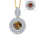 D'Joy AA Gelber Tansanit, Moissanit AGI zertifiziert Schmuckset ca. 50 cm 925 Silber 750 Gelbgold vermeil ca. 1,41 ct.