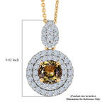 D'Joy AA Gelber Tansanit, Moissanit AGI zertifiziert Schmuckset ca. 50 cm 925 Silber 750 Gelbgold vermeil ca. 1,41 ct.