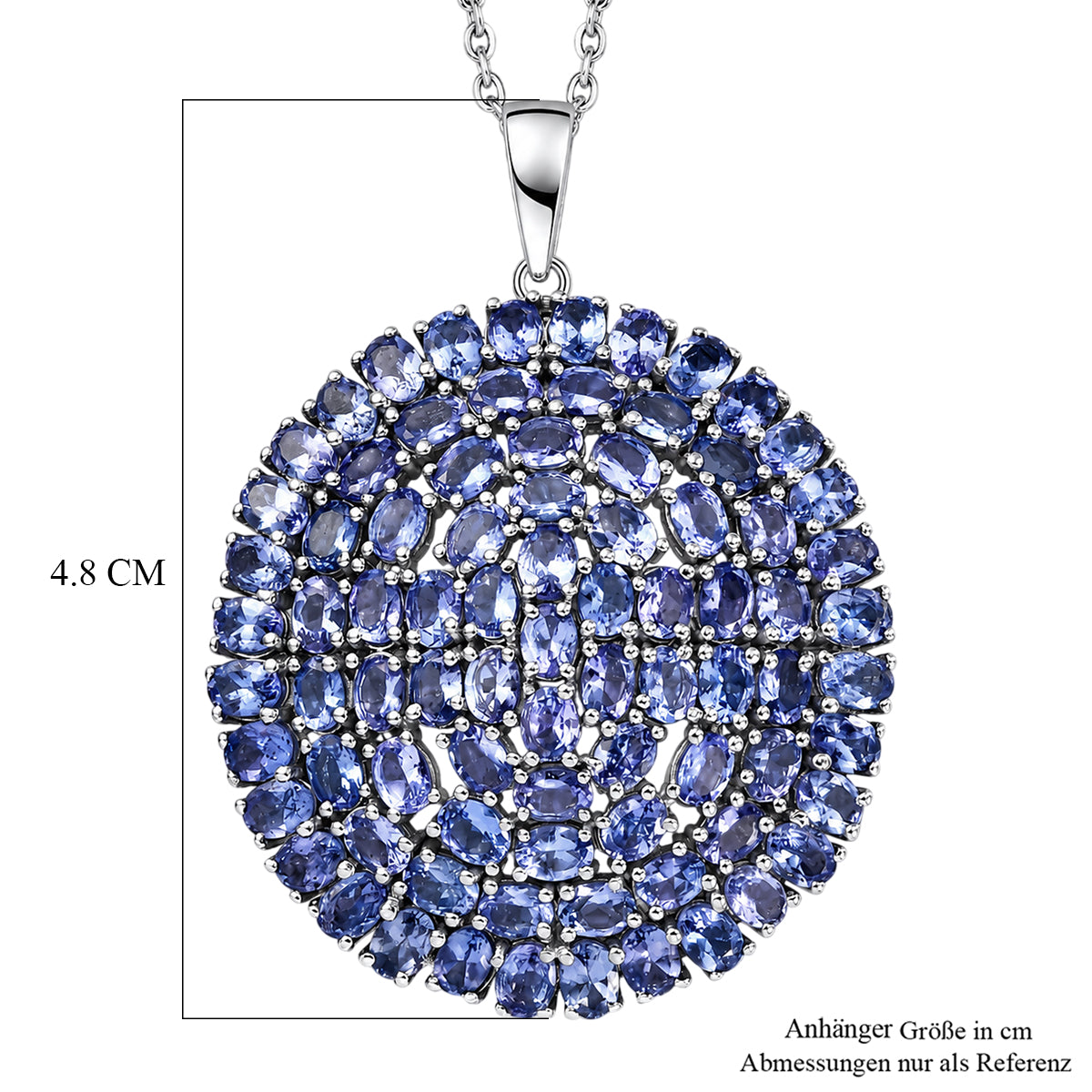 D'Joy Tansanit Anhänger mit Kette, ca. 45 cm 925 Silber Rhodiniert ca. 14.61 ct