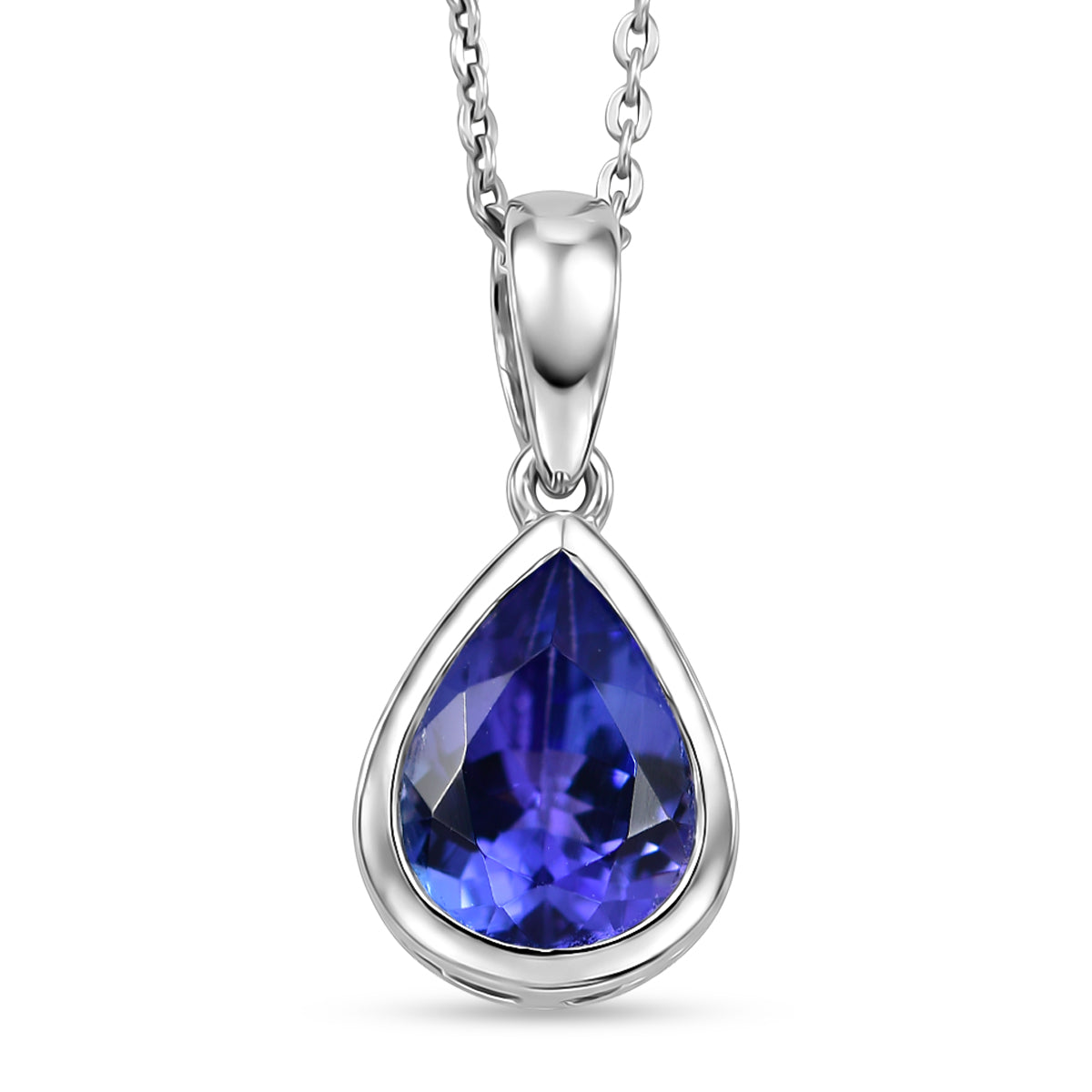D'Joy Sehr Seltener Premium Tansanit Anhänger mit Kette ca. 50 cm 925 Silber Rhodiniert ca. 1.71 ct