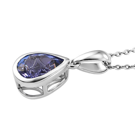 D'Joy Sehr Seltener Premium Tansanit Anhänger mit Kette ca. 50 cm 925 Silber Rhodiniert ca. 1.71 ct