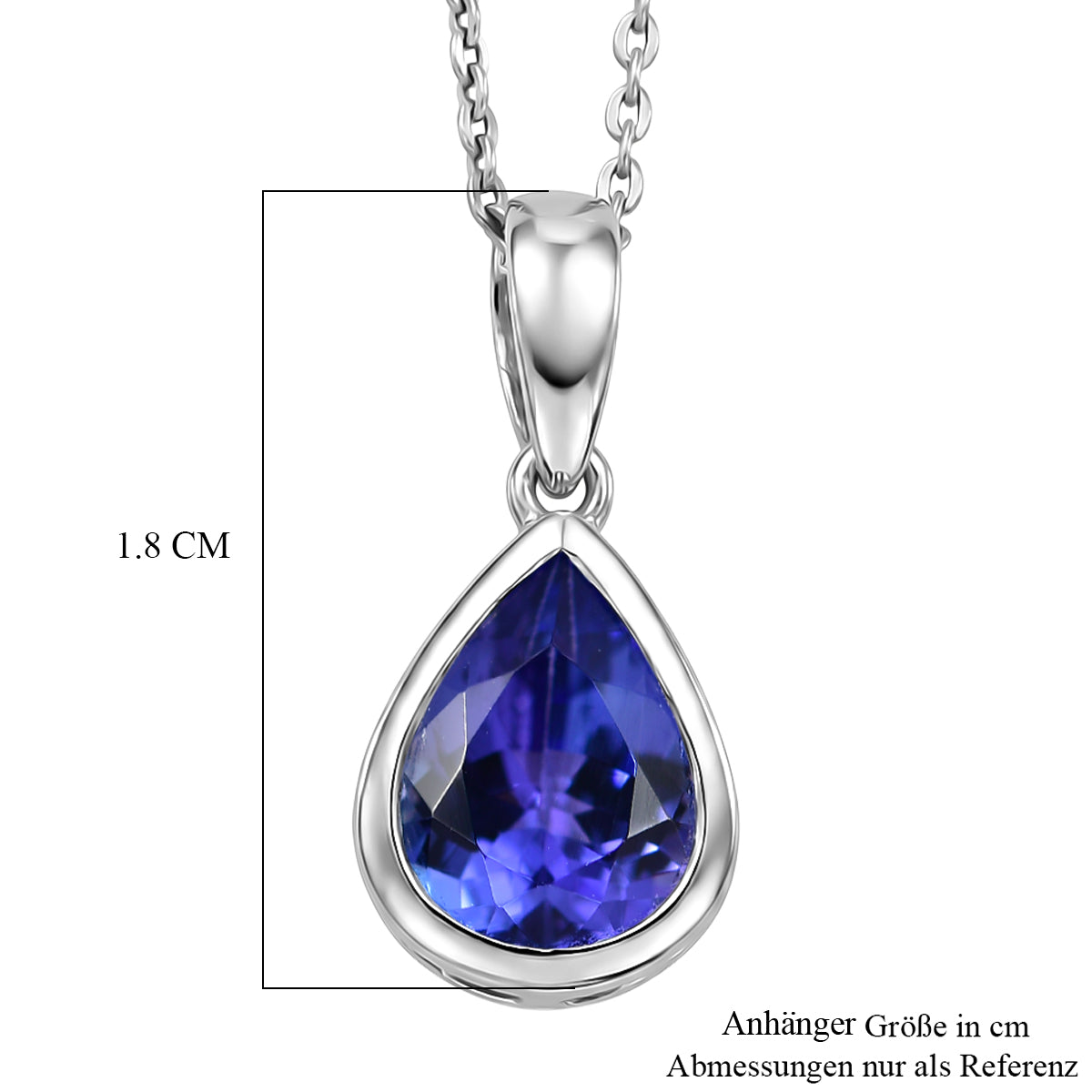 D'Joy Sehr Seltener Premium Tansanit Anhänger mit Kette ca. 50 cm 925 Silber Rhodiniert ca. 1.71 ct