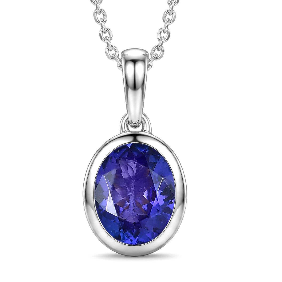 D'Joy Sehr Seltener Premium Tansanit Anhänger mit Kette ca. 50 cm 925 Silber Rhodiniert ca. 1.78 ct