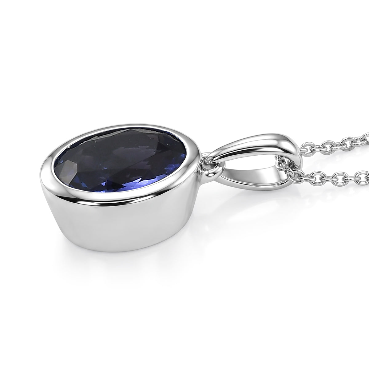 D'Joy Sehr Seltener Premium Tansanit Anhänger mit Kette ca. 50 cm 925 Silber Rhodiniert ca. 1.78 ct
