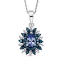 D'Joy Pfau Tansanit, blauer und weißer Diamant Anhänger mit 50cm Kette - 0,83 ct.