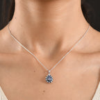 D'Joy Pfau Tansanit, Weißer Diamant Schmuckset ca. 50 cm 925 Silber Rhodiniert ca. 0.83 ct