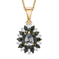 D'Joy grüner Tansanit, grüner und weißer Diamant Anhänger mit 50cm Kette - 0,79 ct.