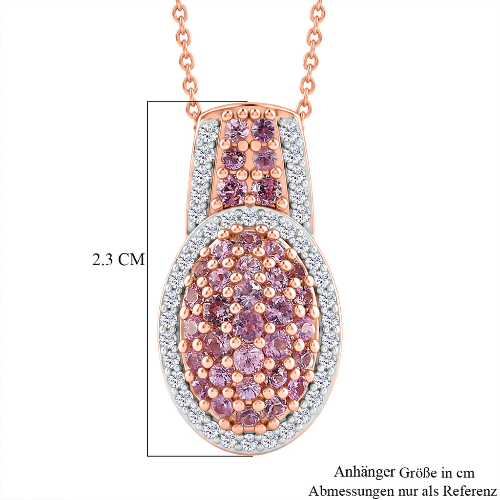 D'Joy Rosa Saphir Schmuckset ca. 50 cm 925 Silber 750 Roségold vermeil ca. 1,51 ct.