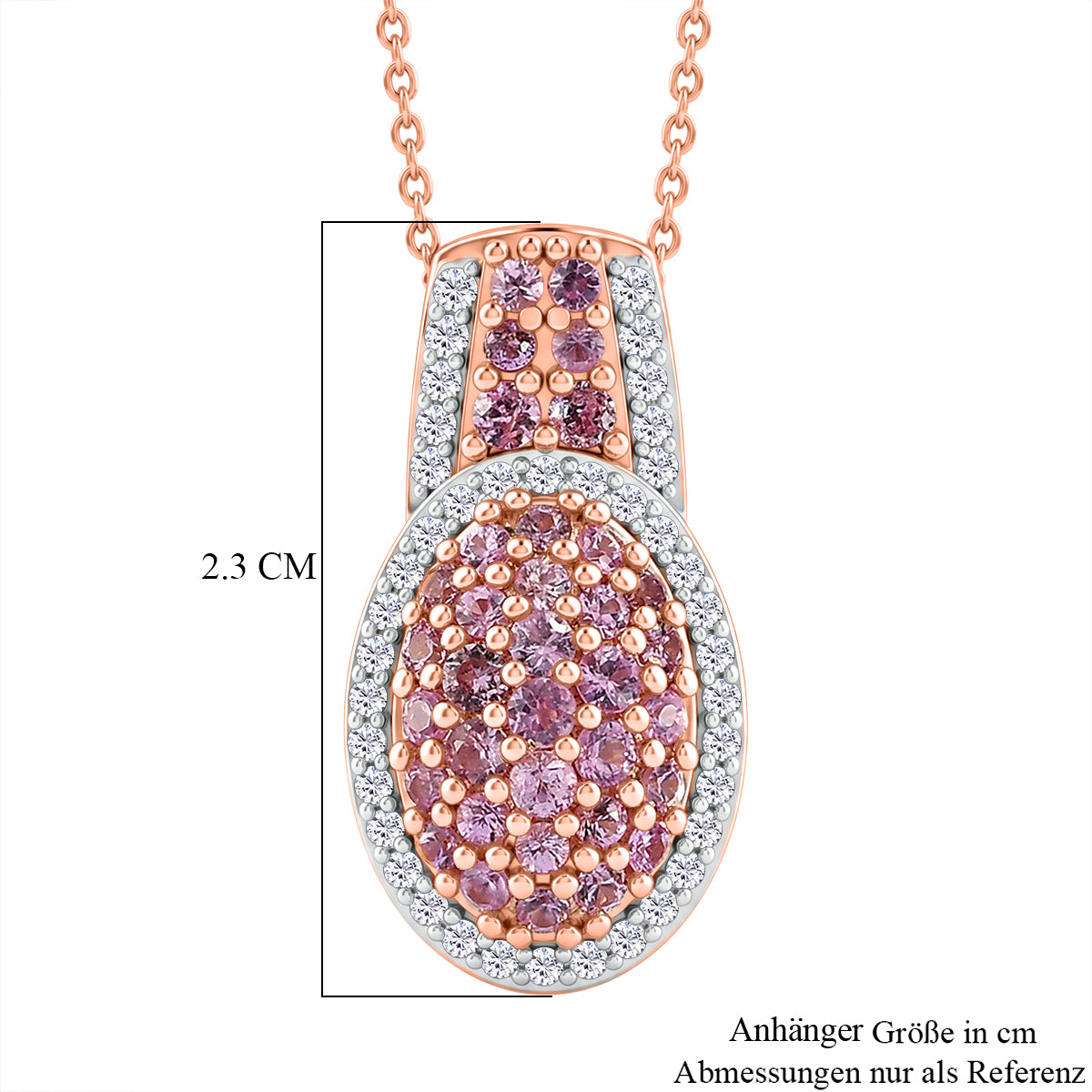 D'Joy Rosa Saphir Schmuckset ca. 50 cm 925 Silber 750 Roségold vermeil ca. 1,51 ct.