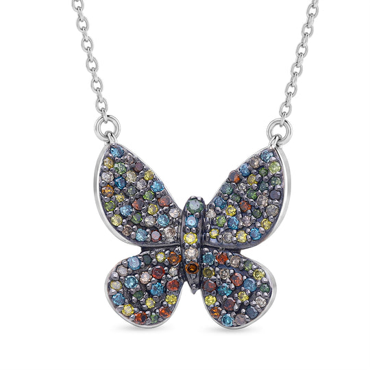 D'Joy Blauer Diamant (IR) Anhänger mit Kette, ca. 45 cm 925 Silber Rhodiniert ca. 0.53 ct