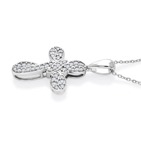 D'Joy Weißer Diamant Schmuckset ca. 50 cm 925 Silber Rhodiniert ca. 0.25 ct