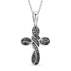 D'Joy Mehrfarbiger Diamant Anhänger mit Kette, ca. 50 cm 925 Silber Rhodiniert ca. 0.25 ct