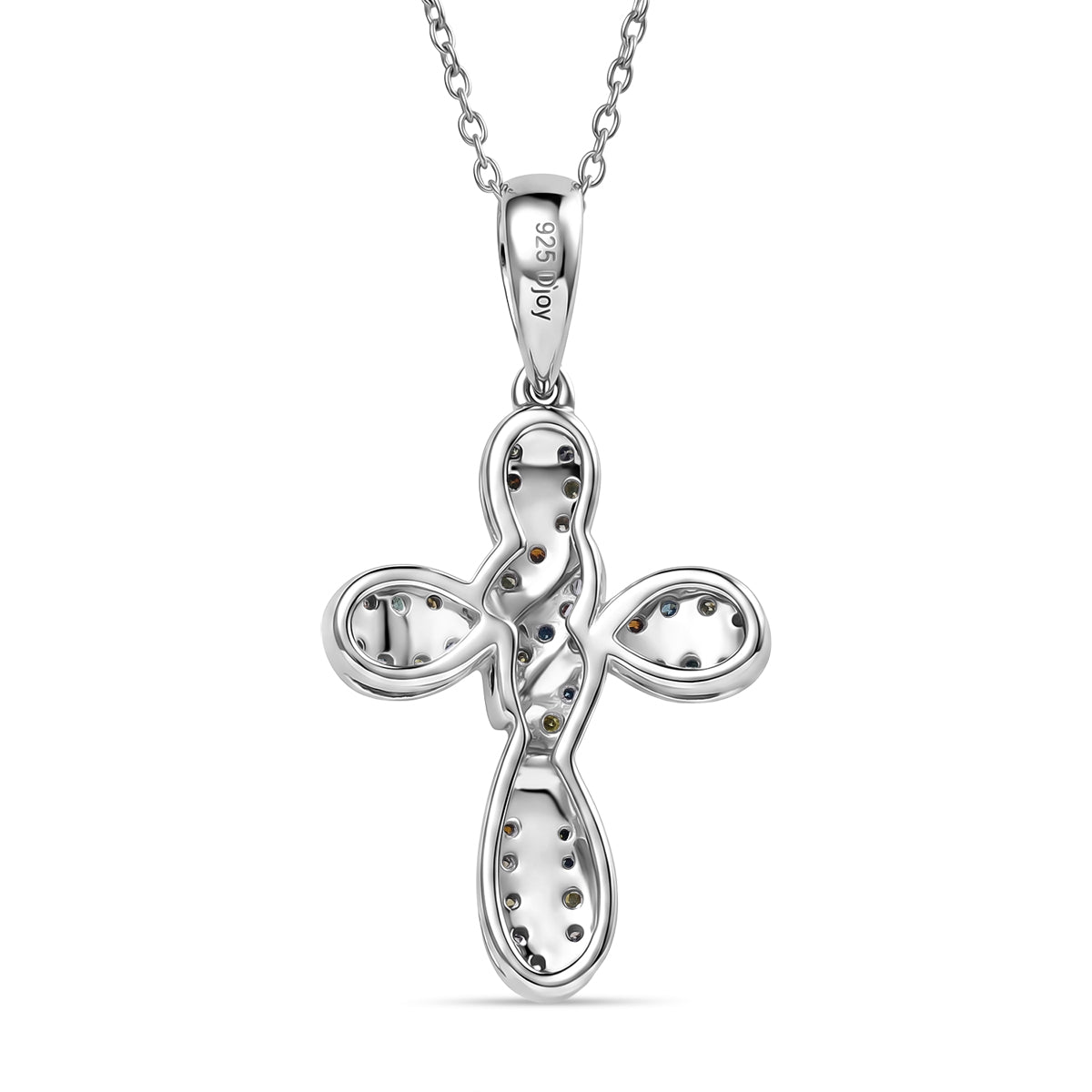 D'Joy Mehrfarbiger Diamant Anhänger mit Kette, ca. 50 cm 925 Silber Rhodiniert ca. 0.25 ct