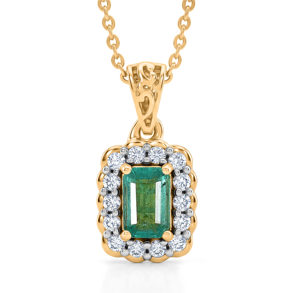 D'Joy AAA Kagem Sambischer Smaragd, Moissanit Schmuckset ca. 50 cm 925 Silber 750 Gelbgold vermeil ca. 0.76 ct