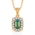 D'Joy AAA Kagem Sambischer Smaragd, Moissanit Schmuckset ca. 50 cm 925 Silber 750 Gelbgold vermeil ca. 0.76 ct