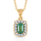 D'Joy AAA Kagem Sambischer Smaragd, Moissanit Schmuckset ca. 50 cm 925 Silber 750 Gelbgold vermeil ca. 0.76 ct