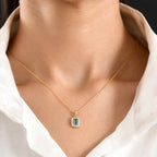 D'Joy AAA Kagem Sambischer Smaragd, Moissanit Schmuckset ca. 50 cm 925 Silber 750 Gelbgold vermeil ca. 0.76 ct