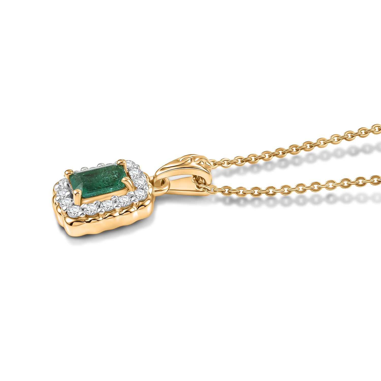 D'Joy AAA Kagem Sambischer Smaragd, Moissanit Schmuckset ca. 50 cm 925 Silber 750 Gelbgold vermeil ca. 0.76 ct