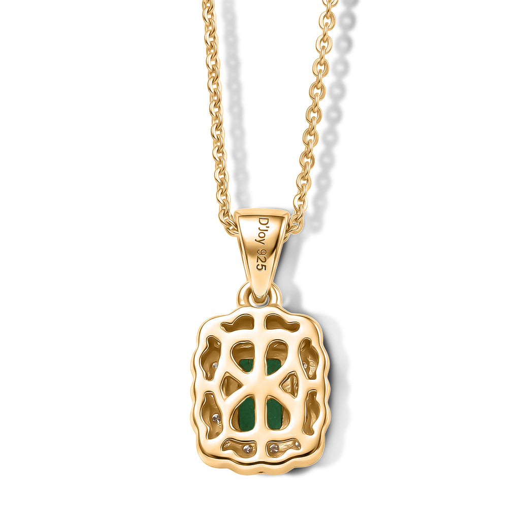 D'Joy AAA Kagem Sambischer Smaragd, Moissanit Schmuckset ca. 50 cm 925 Silber 750 Gelbgold vermeil ca. 0.76 ct