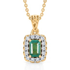 D'Joy AAA Kagem Sambischer Smaragd, Moissanit Schmuckset ca. 50 cm 925 Silber 750 Gelbgold vermeil ca. 0.76 ct