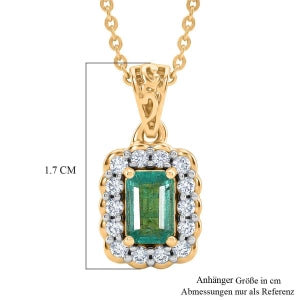 D'Joy AAA Kagem Sambischer Smaragd, Moissanit Schmuckset ca. 50 cm 925 Silber 750 Gelbgold vermeil ca. 0.76 ct