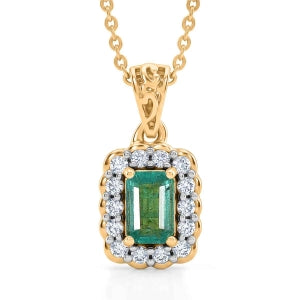 D'Joy AAA Kagem Sambischer Smaragd, Moissanit Schmuckset ca. 50 cm 925 Silber 750 Gelbgold vermeil ca. 0.76 ct