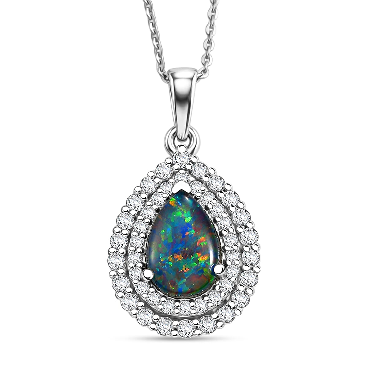D'Joy AA, Moissanit AGI zertifiziert Schmuckset ca. 50 cm 925 Silber Rhodiniert ca. 2,01 ct.
