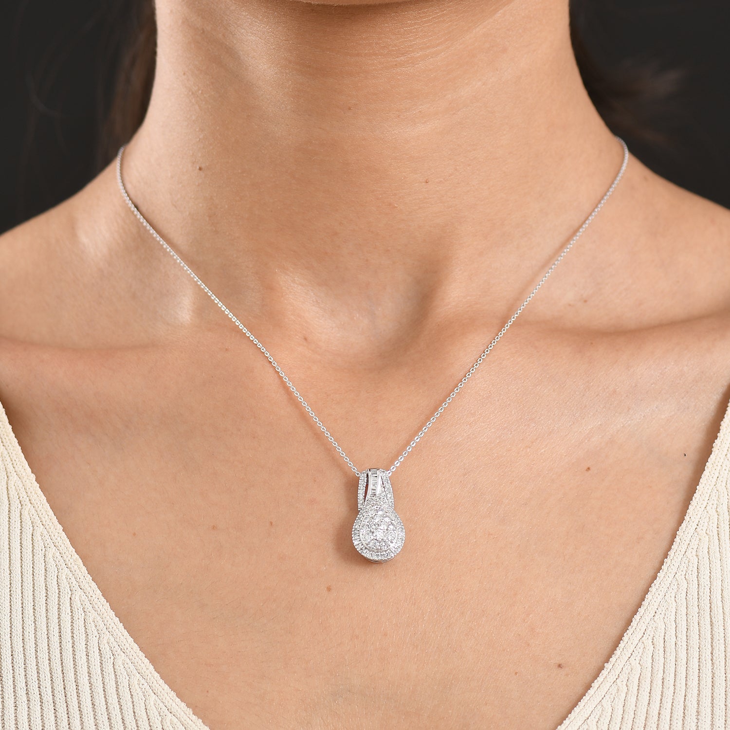 LUXURIANT DIAMOND - Lab Grown Diamant SI-GH SGL zertifiziert  Schmuckset ca. 50 cm 925 Silber Rhodiniert ca. 1.00 ct