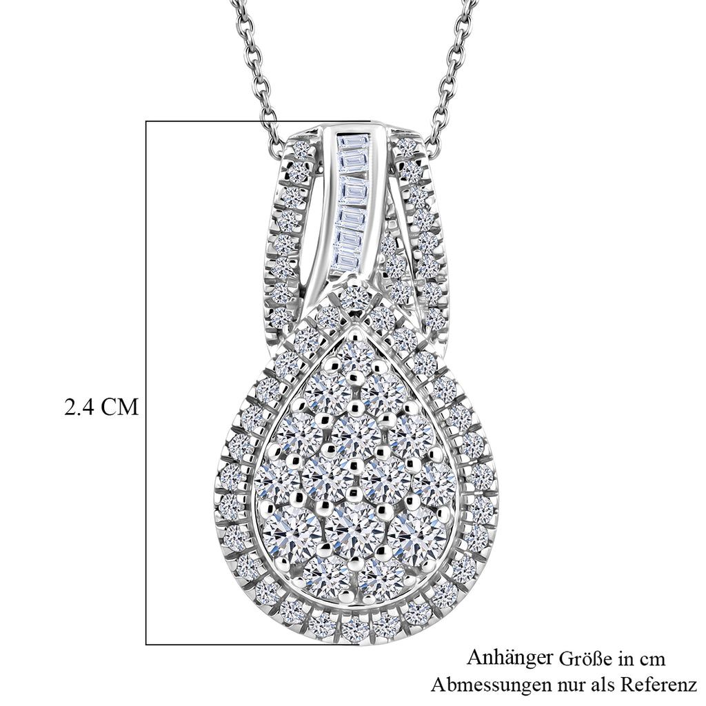 LUXURIANT DIAMOND - Lab Grown Diamant SI-GH SGL zertifiziert  Schmuckset ca. 50 cm 925 Silber Rhodiniert ca. 1.00 ct