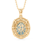 D'Joy Larimar, Neon Apatit Anhänger mit Kette, ca. 50 cm 925 Silber 750 Gelbgold vermeil ca. 7.43 ct