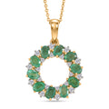 D'Joy AAA Kagem Sambischer Smaragd, Weißer Zirkon Schmuckset ca. 50 cm 925 Silber 750 Gelbgold vermeil ca. 2,00 ct.