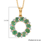 D'Joy AAA Kagem Sambischer Smaragd, Weißer Zirkon Schmuckset ca. 50 cm 925 Silber 750 Gelbgold vermeil ca. 2,00 ct.