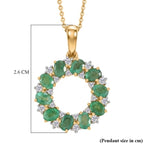 D'Joy AAA Kagem Sambischer Smaragd, Weißer Zirkon Schmuckset ca. 50 cm 925 Silber 750 Gelbgold vermeil ca. 2,00 ct.