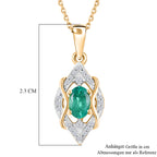 D'Joy AAA Kagem Sambischer Smaragd, Weißer Zirkon Schmuckset ca. 50 cm 925 Silber 750 Gelbgold vermeil ca. 0.63 ct