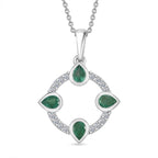 LUXURIANT DIAMOND - AAA Kagem Sambischer Smaragd, Lab Grown Diamant Schmuckset ca. 50 cm 925 Silber Rhodiniert ca. 0,68 ct.