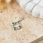 LUXURIANT DIAMOND - AAA Kagem Sambischer Smaragd, Lab Grown Diamant Schmuckset ca. 50 cm 925 Silber Rhodiniert ca. 0,68 ct.