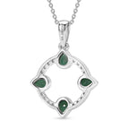 LUXURIANT DIAMOND - AAA Kagem Sambischer Smaragd, Lab Grown Diamant Schmuckset ca. 50 cm 925 Silber Rhodiniert ca. 0,68 ct.