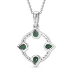 LUXURIANT DIAMOND - AAA Kagem Sambischer Smaragd, Lab Grown Diamant Schmuckset ca. 50 cm 925 Silber Rhodiniert ca. 0,68 ct.