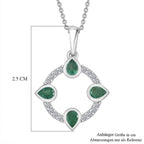 LUXURIANT DIAMOND - AAA Kagem Sambischer Smaragd, Lab Grown Diamant Schmuckset ca. 50 cm 925 Silber Rhodiniert ca. 0,68 ct.